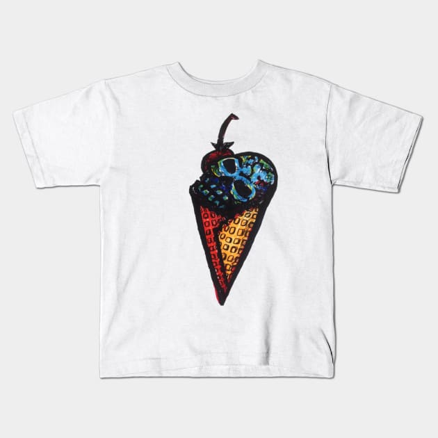 Ice cream, waffle cone, skulls, jms art Kids T-Shirt by MattisMatt83